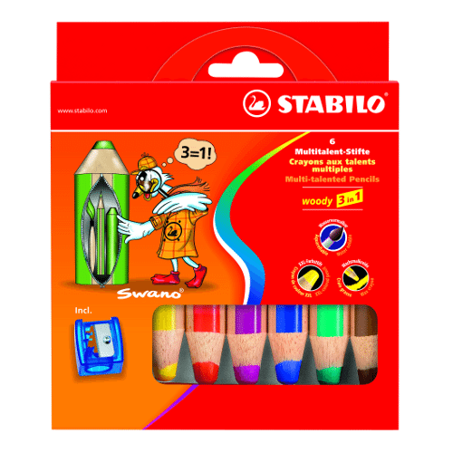 Stabilo Woody Jumbo Pencil Set with Sharpener