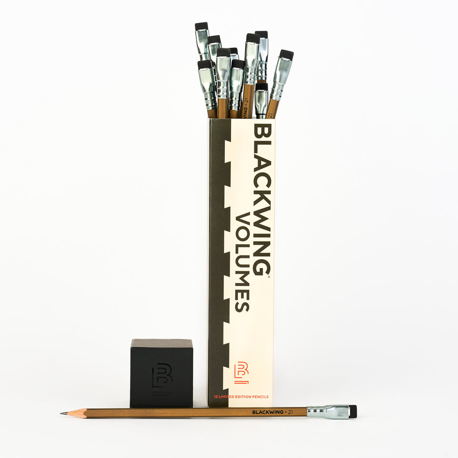 Set of Blackwing Volume 21 pencils in a box on a white background