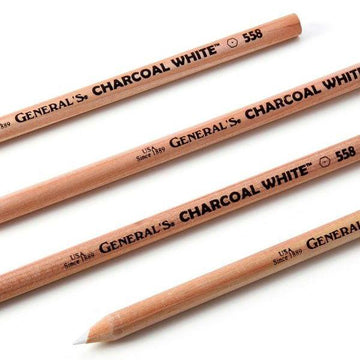 General's 558 Series White Charcoal Pencil Each [Pack of 12 ]
