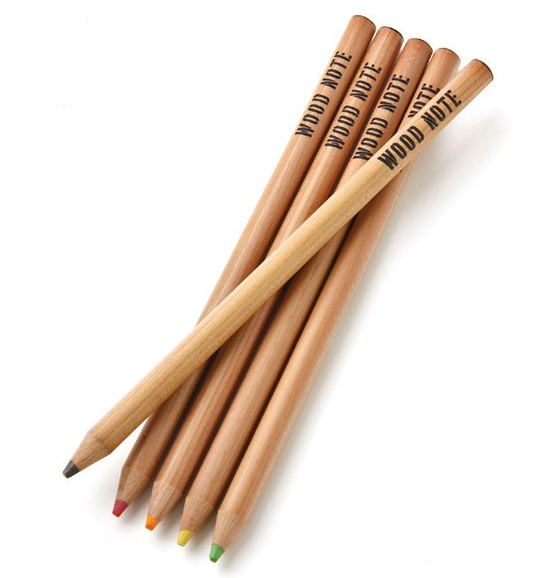 Kitaboshi Wood Note Round Highlighter Jumbo Pencils (5 Pack)