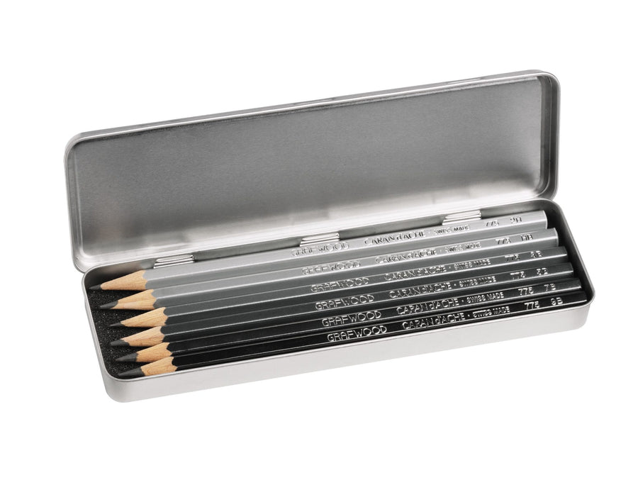 Caran d'Ache Grafwood Pencils 6 Pack Metal Box
